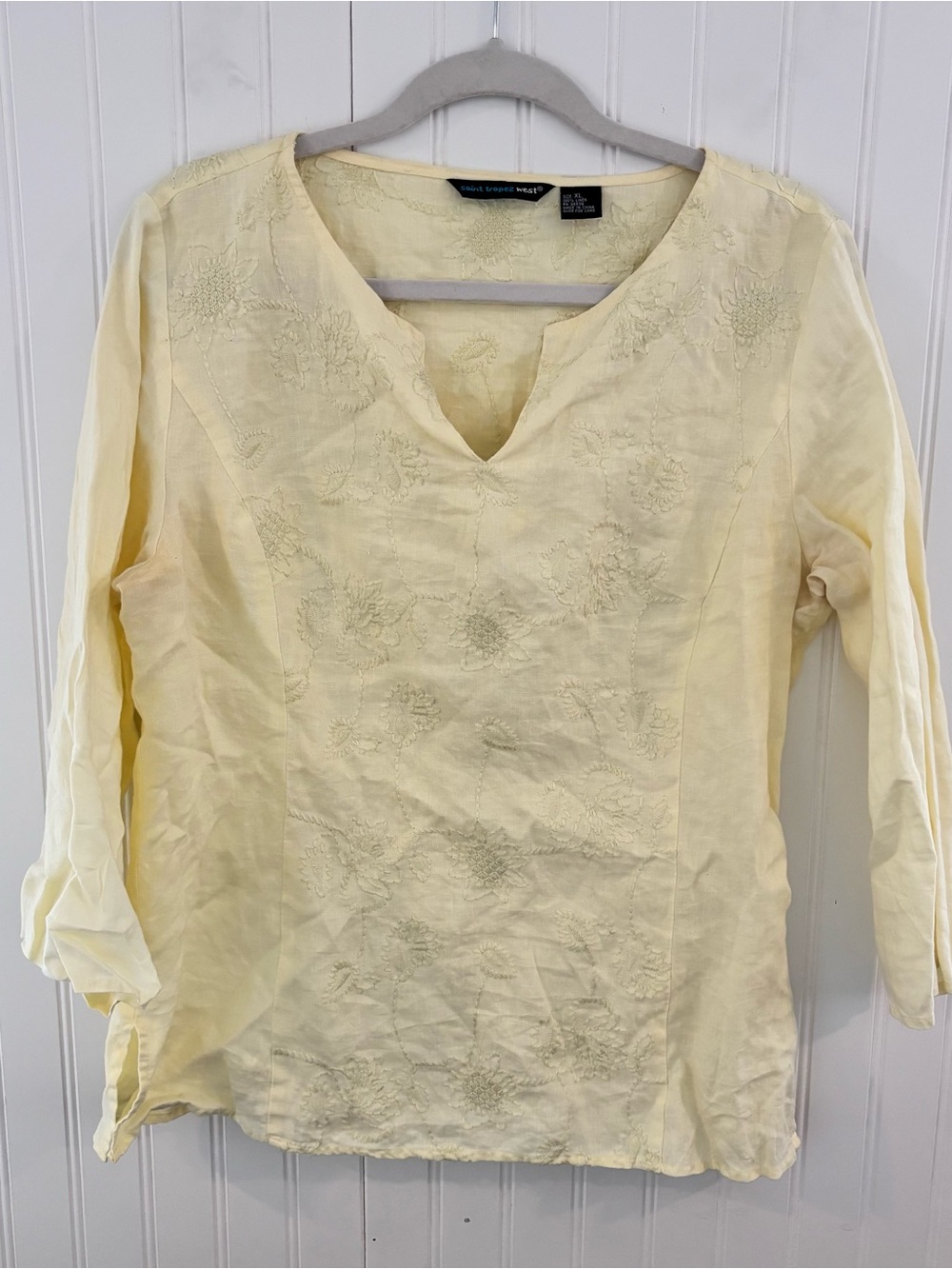 Saint Tropez West Yellow Embroidered V-Neck Tunic